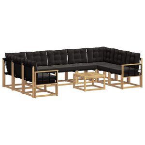 vidaXL Ensemble de canapés d'extérieur 10 pc Blanc et noir