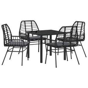vidaXL Ensemble de salle à manger pour jardin 5 Pièces Noir polyrotin