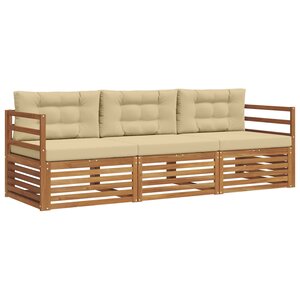 vidaXL Ensemble de canapés d'extérieur 3 pc Naturel et Beige