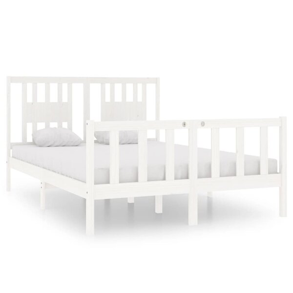 vidaXL Cadre de lit sans matelas blanc 135x190 cm bois massif
