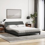 vidaXL Lit avec matelas Dover gris foncé 160x200 cm tissu