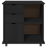 vidaXL Cabinet roulant 63 5 x 39 x 65 5 cm Bois de Pin Massif Noir
