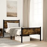 vidaXL Cadre de lit en métal sans matelas chêne fumé 80x200 cm
