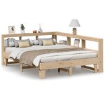 vidaXL Lit bibliothèque sans matelas 160x200 cm bois massif de pin
