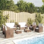 vidaXL Salon de jardin 8 Pièces avec coussins résine tressée marron