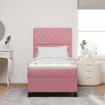 vidaXL Lit à ressort LED avec matelas Rose 90 x 190 cm Velours