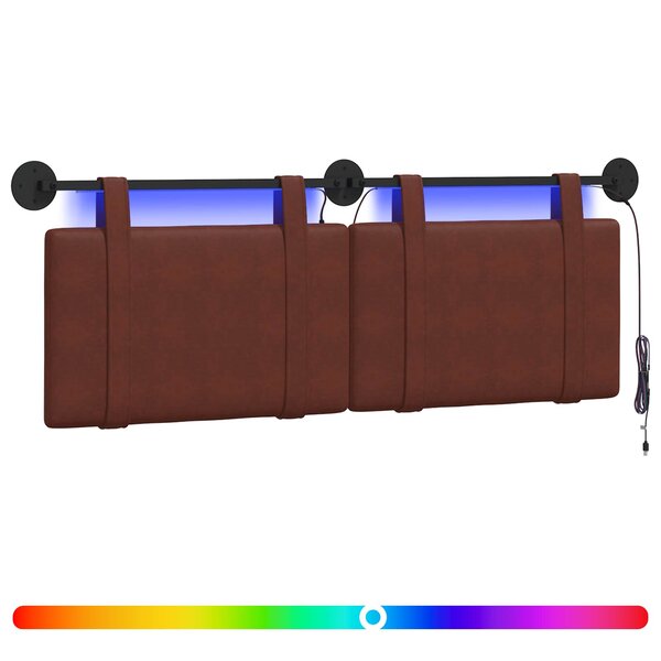 vidaXL Tête de lit suspendue Brun Brillant PU antique
