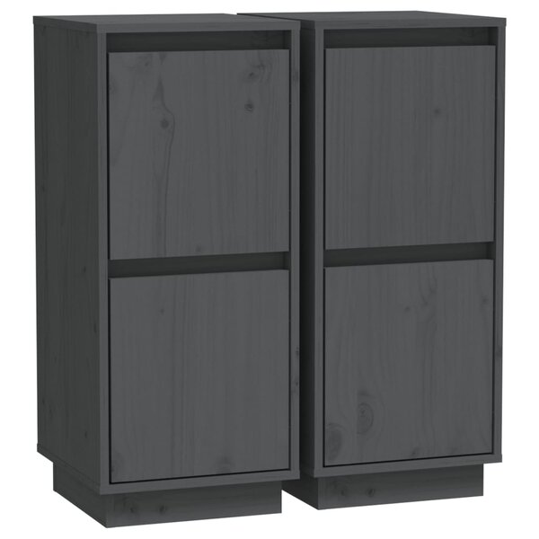vidaXL Buffets 2 Pièces Gris 31 5x34x75 cm Bois massif de pin