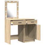 Ensemble de coiffeuse 2 pièces avec LED en bois d'ingénierie chêne Sonoma