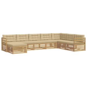 vidaXL Ensemble de canapés d'extérieur 8 pc Blanc et Beige Polyester