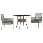vidaXL Ensemble de salle à manger de jardin 3 pièces en poly rattan gris