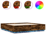 vidaXL Cadre de lit avec lumières LED chêne fumé 200x200 cm