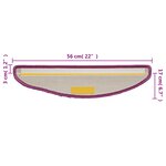vidaXL Tapis d'escalier 15 pièces 56 x 17 x 3 cm Violet Demi-rond