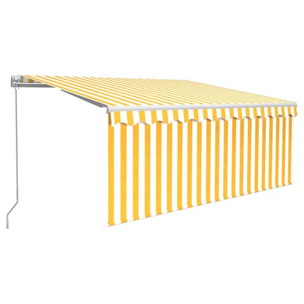 vidaXL Auvent manuel rétractable avec store 3x2 5 m Jaune et blanc