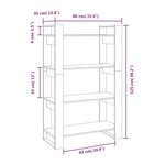 vidaXL Bibliothèque/Séparateur de pièce Gris 80x35x125 cm Pin massif