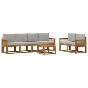 vidaXL Ensemble de canapés d'extérieur 7 pc Naturel et gris clair