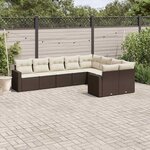 vidaXL Salon de jardin avec coussins 9 Pièces marron résine tressée