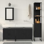 vidaXL Ensemble de mobilier de salle de bain avec étagère 4 Pièces Noir