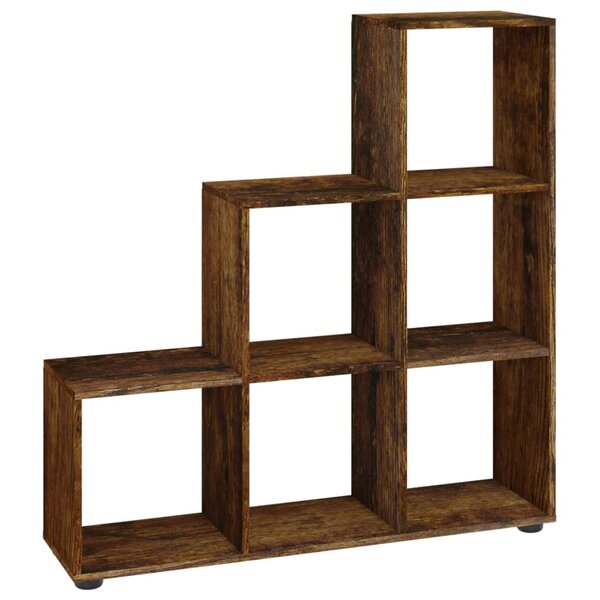 vidaXL Bibliothèque escalier Chêne fumé 107 cm Bois d'ingénierie