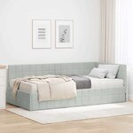vidaXL Cadre de lit d'angle avec matelas 2 Pièces Gris clair Velours