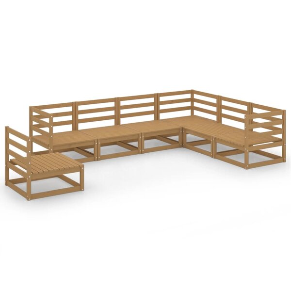 vidaXL Salon de jardin 7 Pièces marron miel bois de pin massif