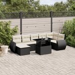vidaXL Salon de jardin 8 Pièces avec coussins noir résine tressée