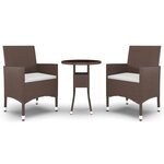 vidaXL Ensemble à manger de jardin 3Pièces Résine tressée Marron