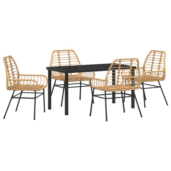 vidaXL Ensemble de dining de jardin 5 pièces marron poly rotin