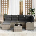 vidaXL Ensemble de canapé de jardin 7 Pièces Gris clair Poly rotin