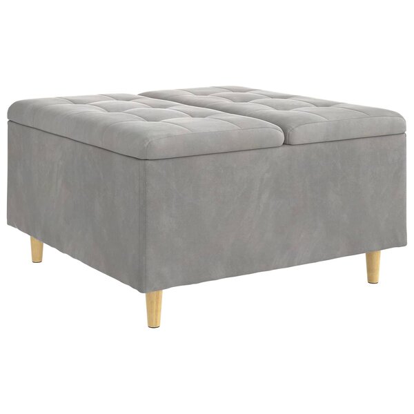 vidaXL Pouf de rangement Gris clair 80 x 80 x 45 cm Velours