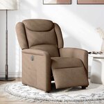 vidaXL Fauteuil inclinable électrique Marron Tissu