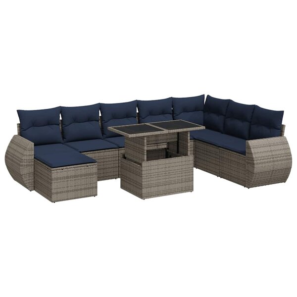 vidaXL Ensemble de canapés de jardin 9 Pièces et coussins rotin acacia