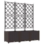 vidaXL Bac à fleurs avec Treillis 3 Pièces Marron 120 x 40 x 143 cm PP