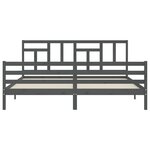 vidaXL Cadre de lit avec tête de lit gris 200x200 cm bois massif