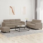 vidaXL Ensemble de canapés 3 Pièces avec coussins taupe tissu microfibre