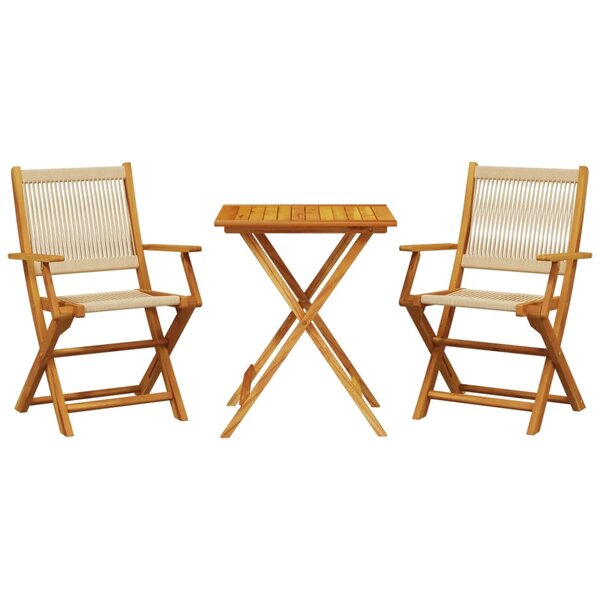 vidaXL Ensemble de bistro 3 Pièces beige polypropylène et bois massif