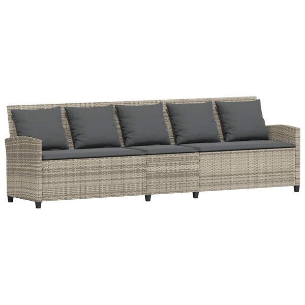 vidaXL Canapé de jardin et coussins 5 places gris clair résine tressée