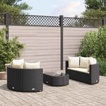 vidaXL Salon de jardin 5 Pièces avec coussins noir résine tressée
