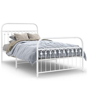 vidaXL Cadre de lit métal sans matelas et pied de lit blanc 107x203 cm