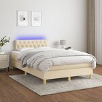 vidaXL Sommier à lattes de lit matelas et LED crème 120x190 cm tissu