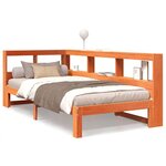 vidaXL Lit bibliothèque sans matelas cire marron 90x200 cm pin massif