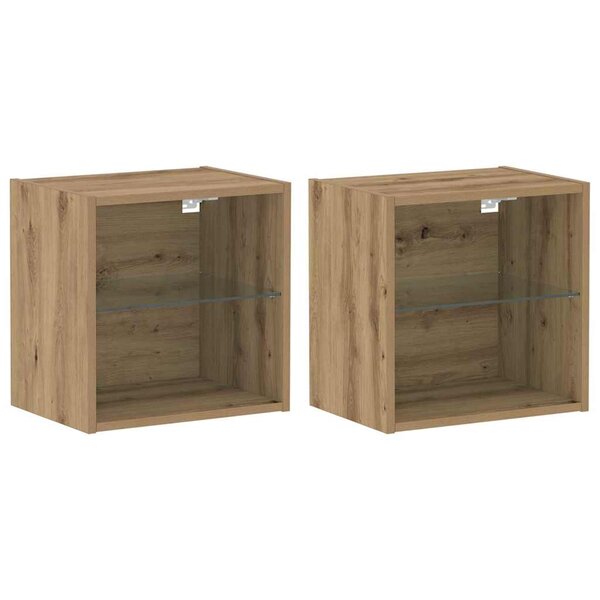 vidaXL Étagère flottante avec étagère 2 Pièces Marron 40 x 28.5 x 40 cm