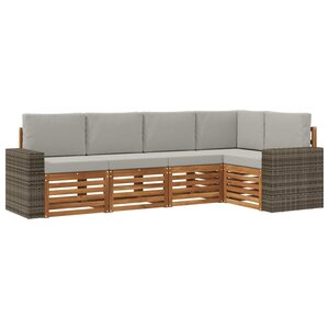 vidaXL Ensemble de canapés d'extérieur 5 pc Naturel et gris clair