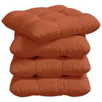 vidaXL Coussins de siège 4 pc Tissu en velours côtelé Rouge orange