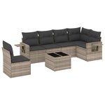 vidaXL Salon de jardin avec coussins 7 Pièces gris clair résine tressée