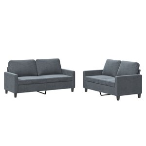 vidaXL Ensemble de canapés 2 Pièces avec coussins Gris foncé Velours