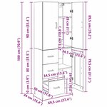 vidaXL Haut Armoire Bois Ancien 69 5 x 34 x 180 cm Bois d'ingénierie