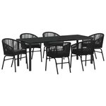 vidaXL Ensemble de salle à manger pour jardin 7 Pièces Noir