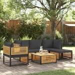 vidaXL Salon de jardin avec coussins 6 Pièces bois d'acacia solide