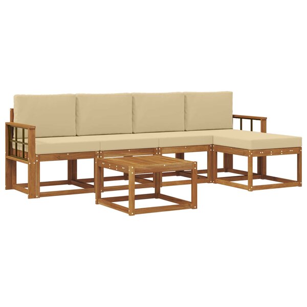vidaXL Ensemble de canapés d'extérieur 6 pc Naturel et Beige